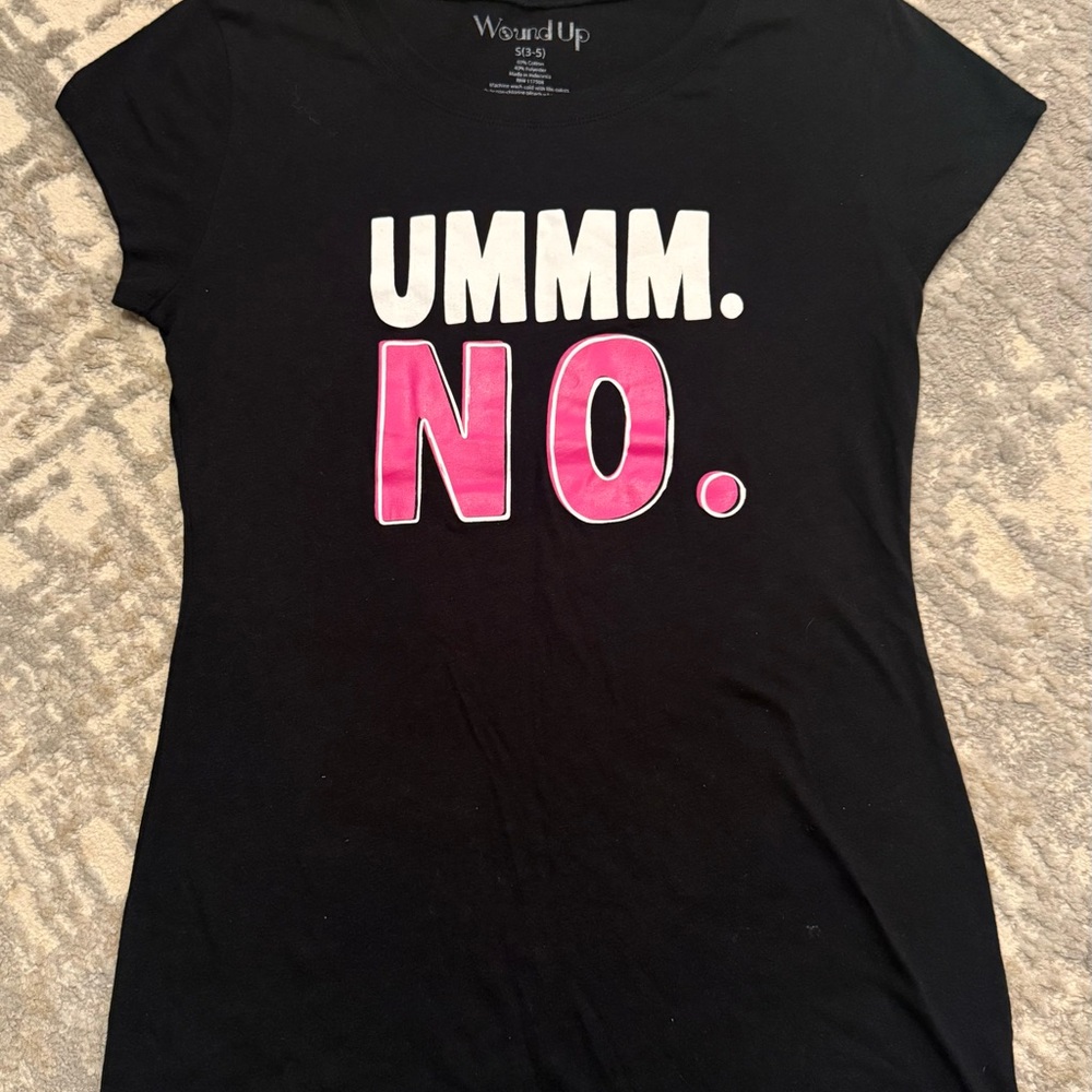 Wound Up Black Tee with Pink and White Print